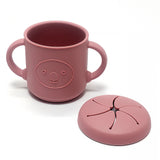 Silicone Snack Cup with Handle Double Ear Petal