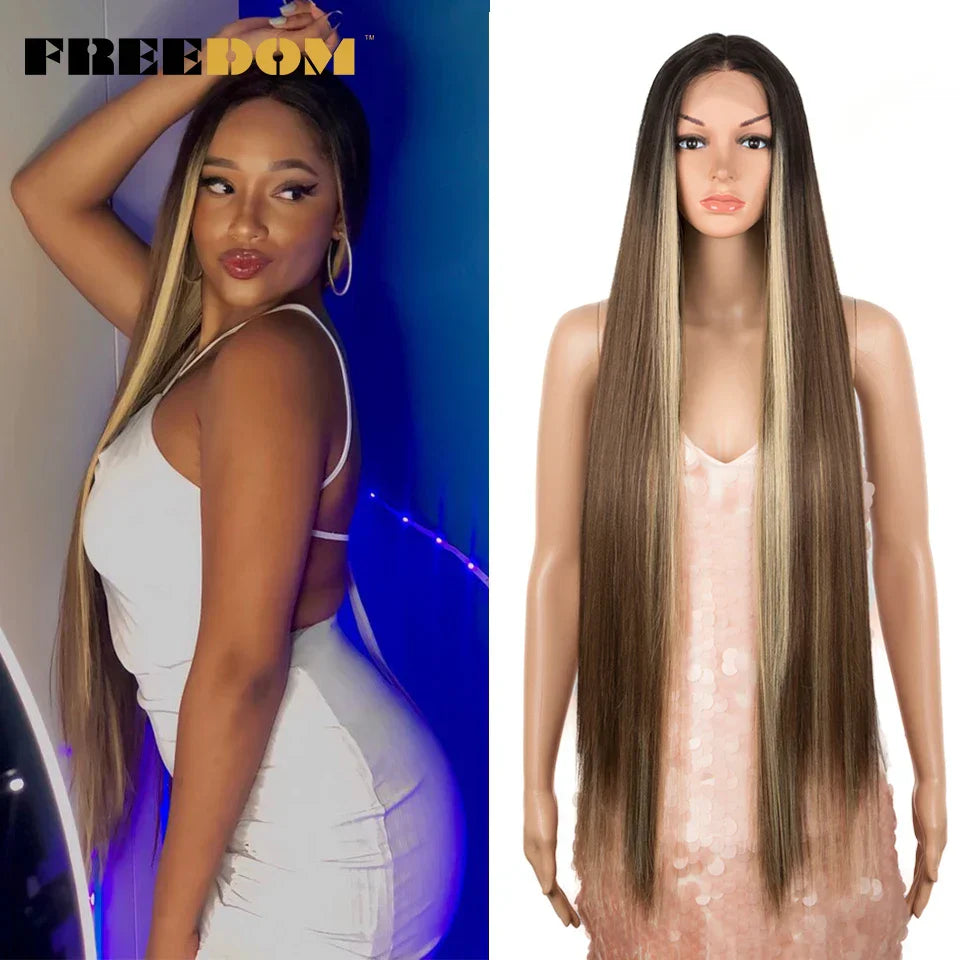FREEDOM Synthetic Lace Front Wigs For Women Super