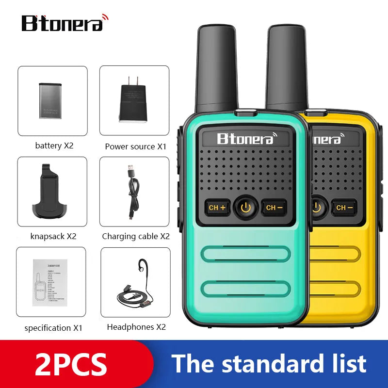Btoera 2 Pcs Mini Walkie Talkie PMR 446