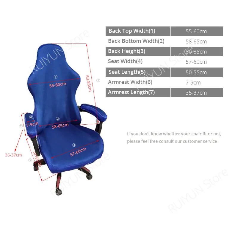 Solid Long Armrest Gaming Chair Cover Breathable Office