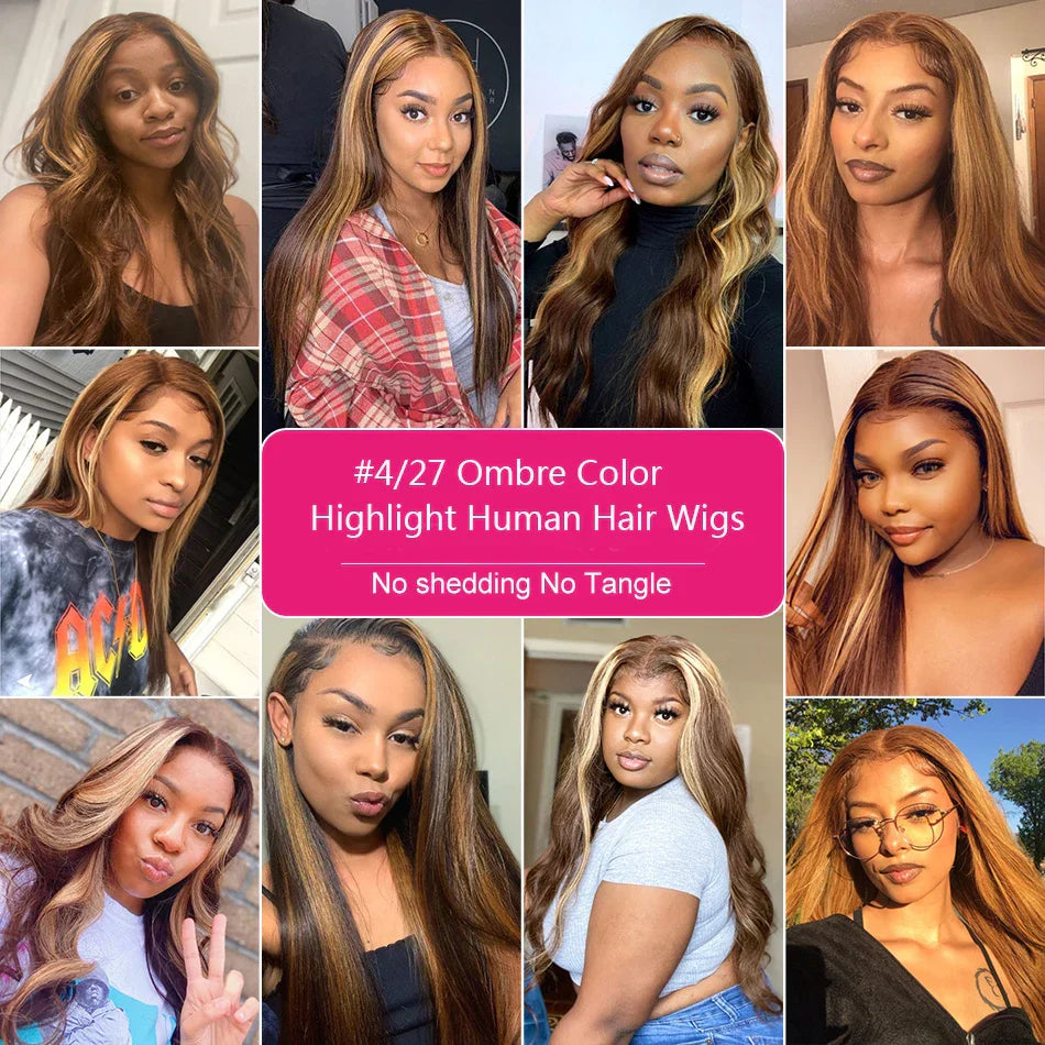 13x6 Highlight Ombre Straight Lace Front Human Hair