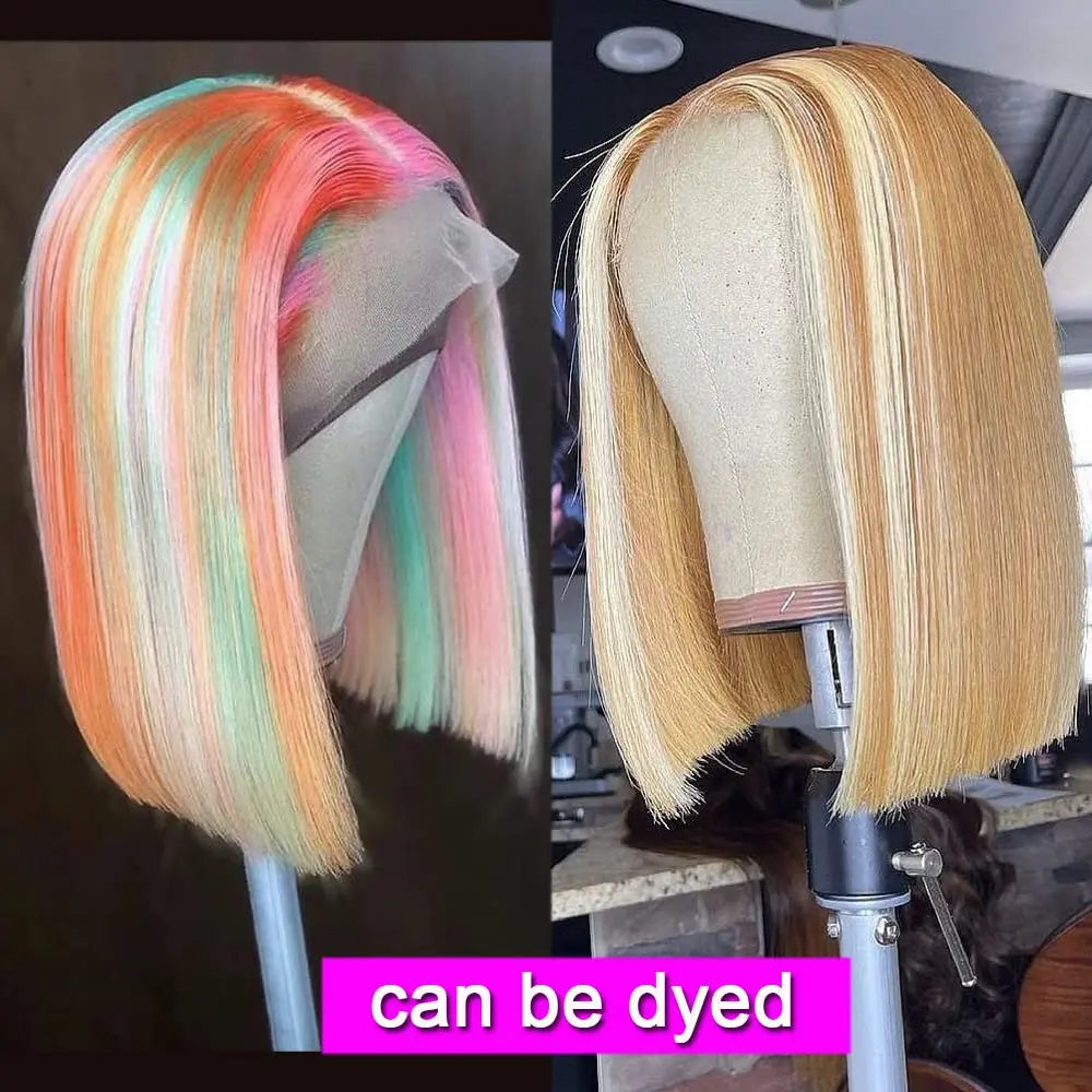 Blonde Bob Wigs Deep Part 13x4 Human Hair