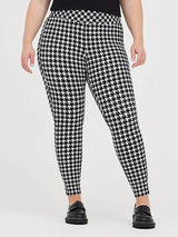 Plus Size Houndstooth Print Summer Spring Leggings Women