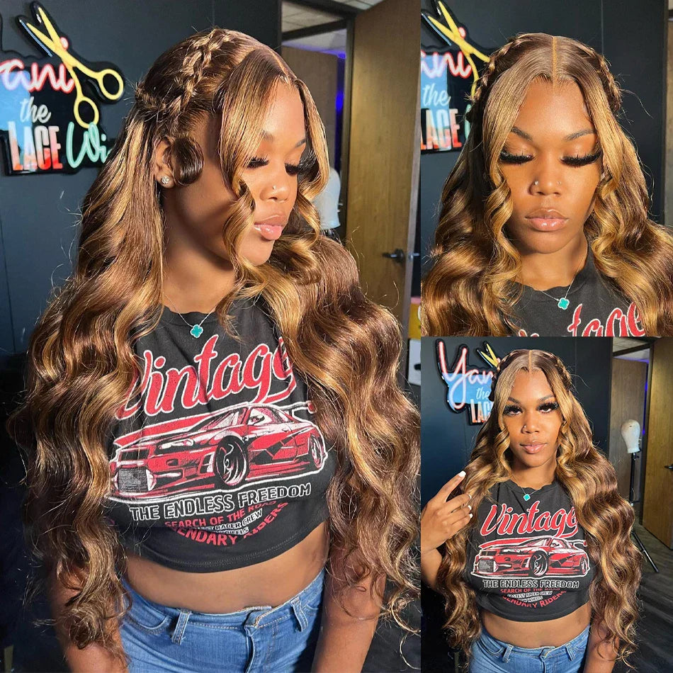 30 36 Inch Body Wave 13x4 Ombre Highlight