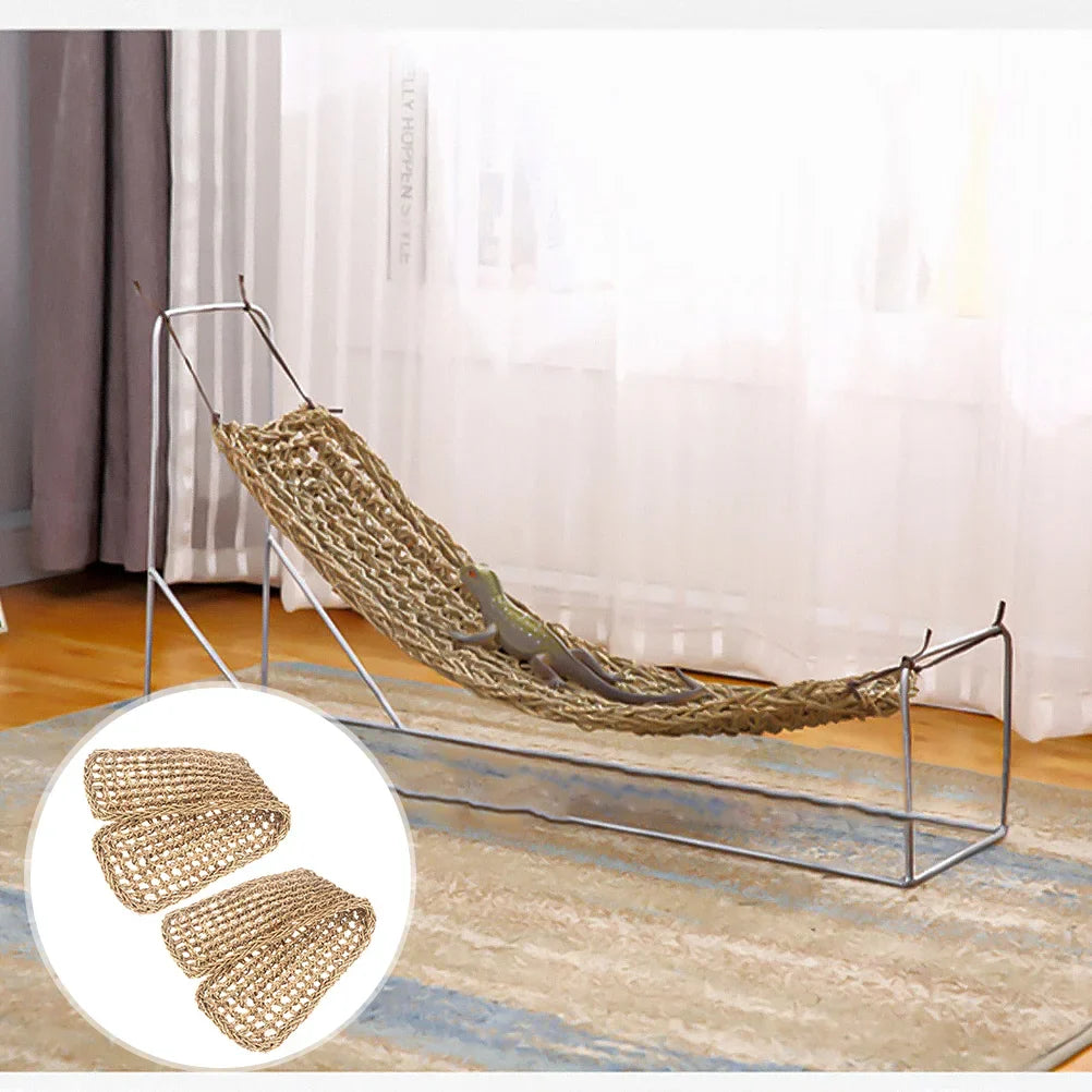 2 Pcs Climbing Pet Hammock Lizards Toys Seagrass