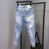 Tapered Graphic Jeans for Men with Print Hip
