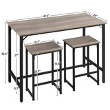 Dining/Bar/Kitchen Table Set with 2 Backless Stools, 35.4