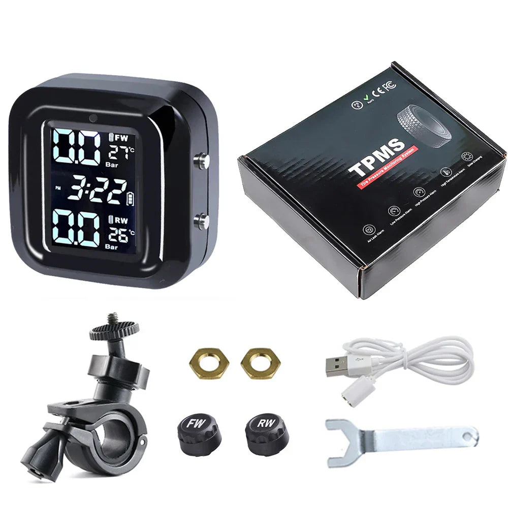 Wireless LCD Display Motorcycle TPMS Tyre Temperature Tester