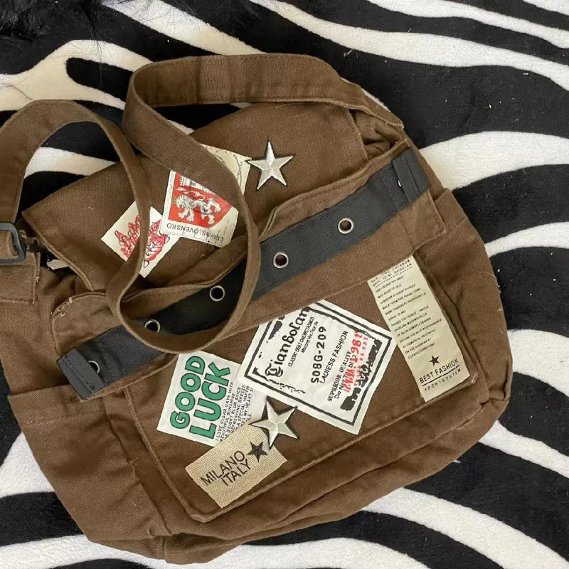 MBTI Vintage Y2k Messenger Bag for Women Canvas
