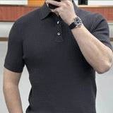 Business Office Casual Men's Button Polo-Neck T-shirt Fashion