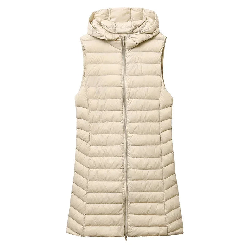 Women's Autumn/Winter X-long Hooded Sleeveless Jackets 2023 New