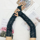 Halloween Lacquer Leather Hook Finger Long Gloves Cosplay