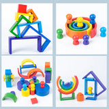 In Small Wooden Rainbow Stacker Nesting Puzzle Blocks