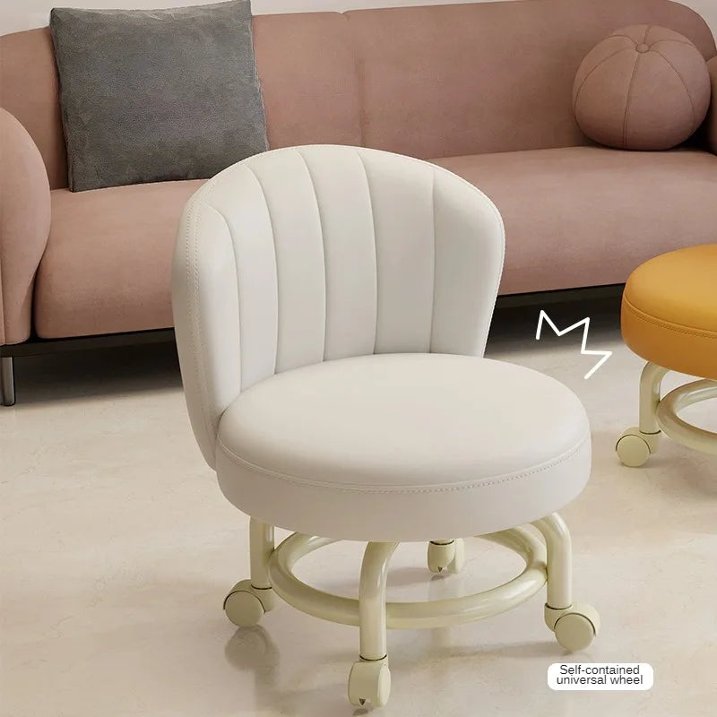 Household stool with wheel pulley low stool door