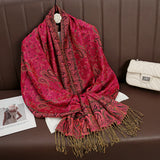 Luxury Pashmina Silk Scarf Shawl Wrap Paisley Jacquard