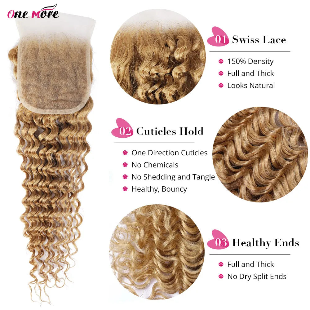 Loose Deep Wave Bundles With Closure Honey Blonde