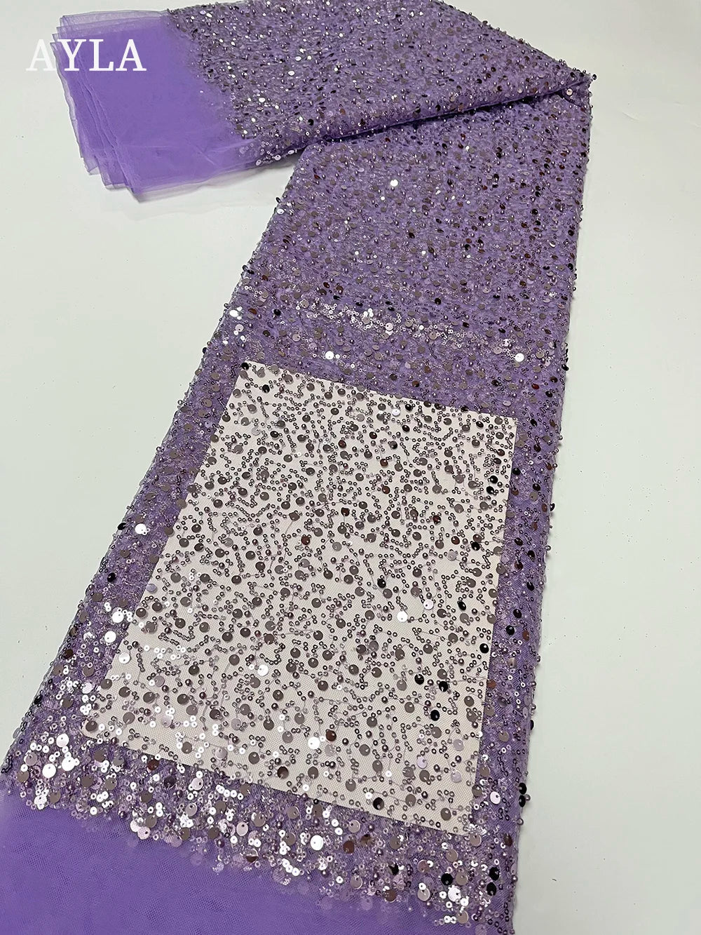 5 Yards Tulle Net African Lace Fabric Beaded