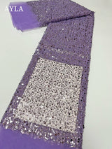 5 Yards Tulle Net African Lace Fabric Beaded