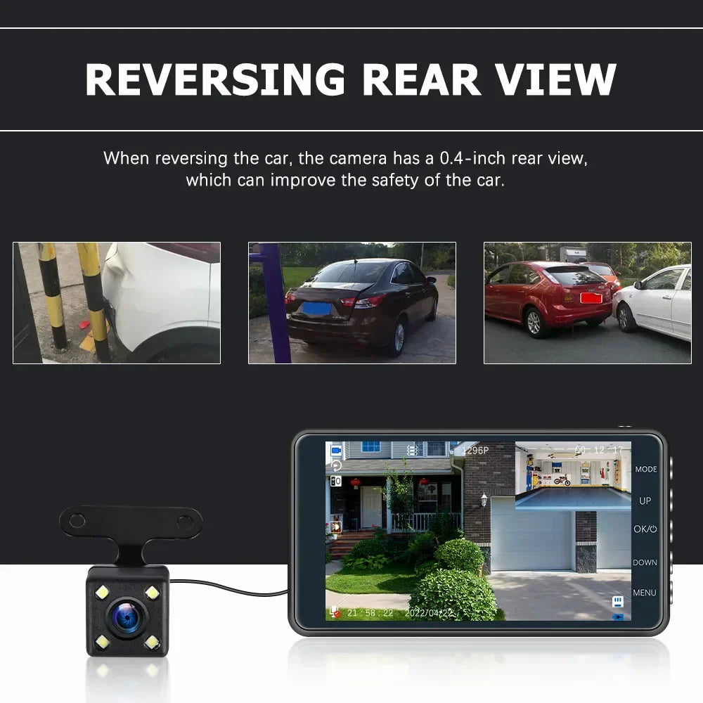 Car DVR 2 Cameras  4.0 Inches Dash Cam Car Video Recorder Auto Registrator Dvrs Dash Cam with Dual Ways Cameras car accessories