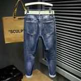Fashion Designer Men Jeans Retro Stretch Slim Fit