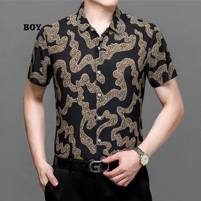 Summer Shirts for Men Short Sleeve Striped Vintage
