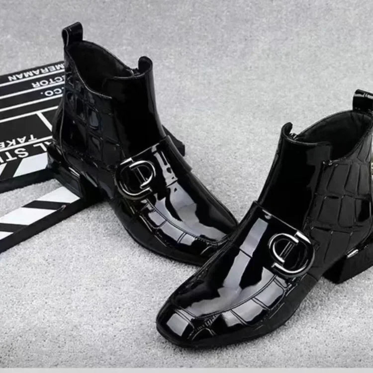 Lacquer Leather Short Boots Women 2024 New Four