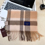 Men Scarf 100 Wool Plaid Warm Soft Muffler