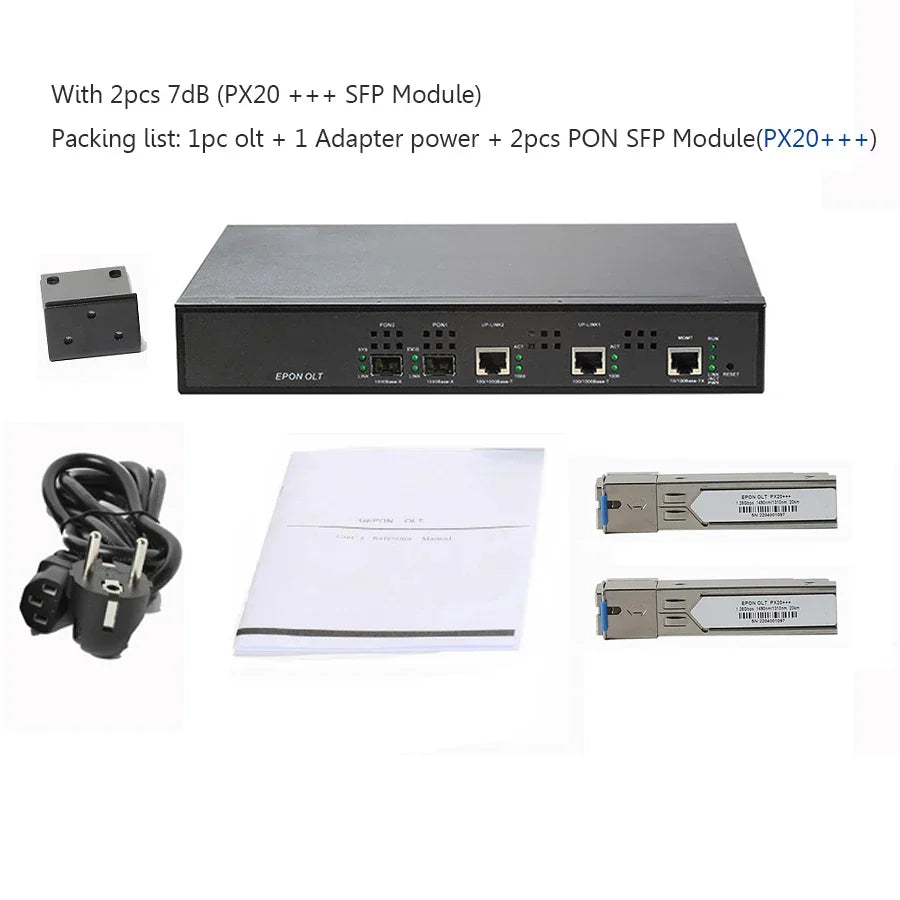 FTTH EPON OLT Fiber Optic Equipment, 2Port, PX20
