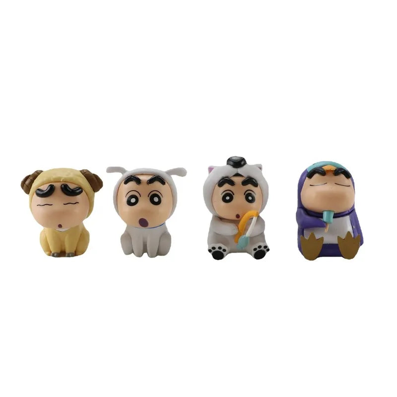 4/6/10pcs Set Crayon Shin-chan Anime Figure Fishing Puppy