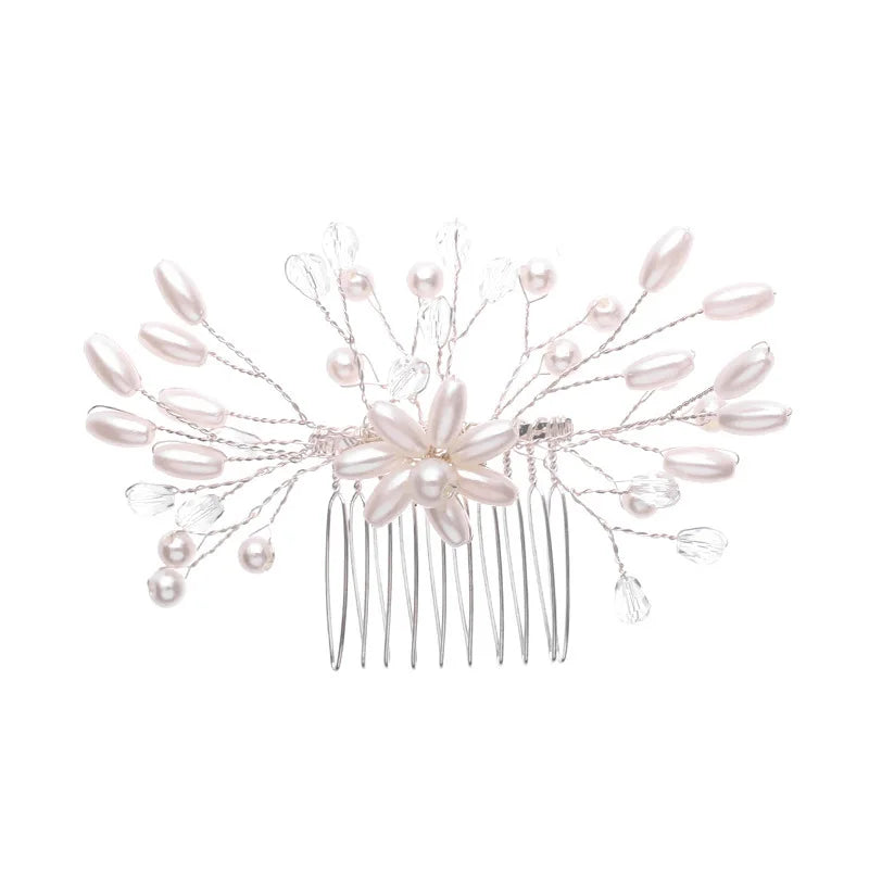 Crystal Pearl Hair Comb Clip Hairpin For Women