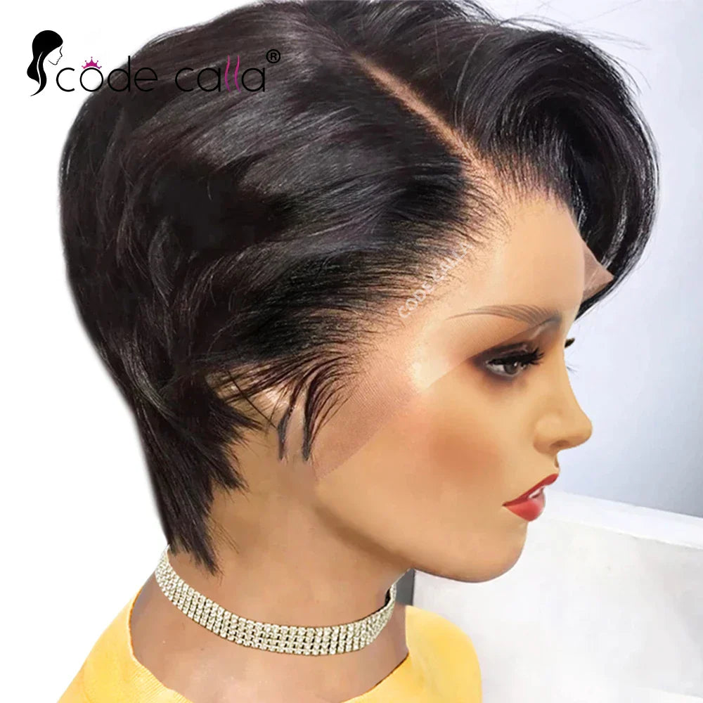 Pixie Cut Wig Transparent Lace Human Hair Wigs