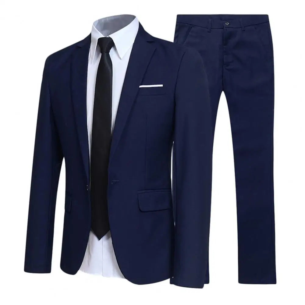 1 Set Trendy Men Blazer Pants British Style