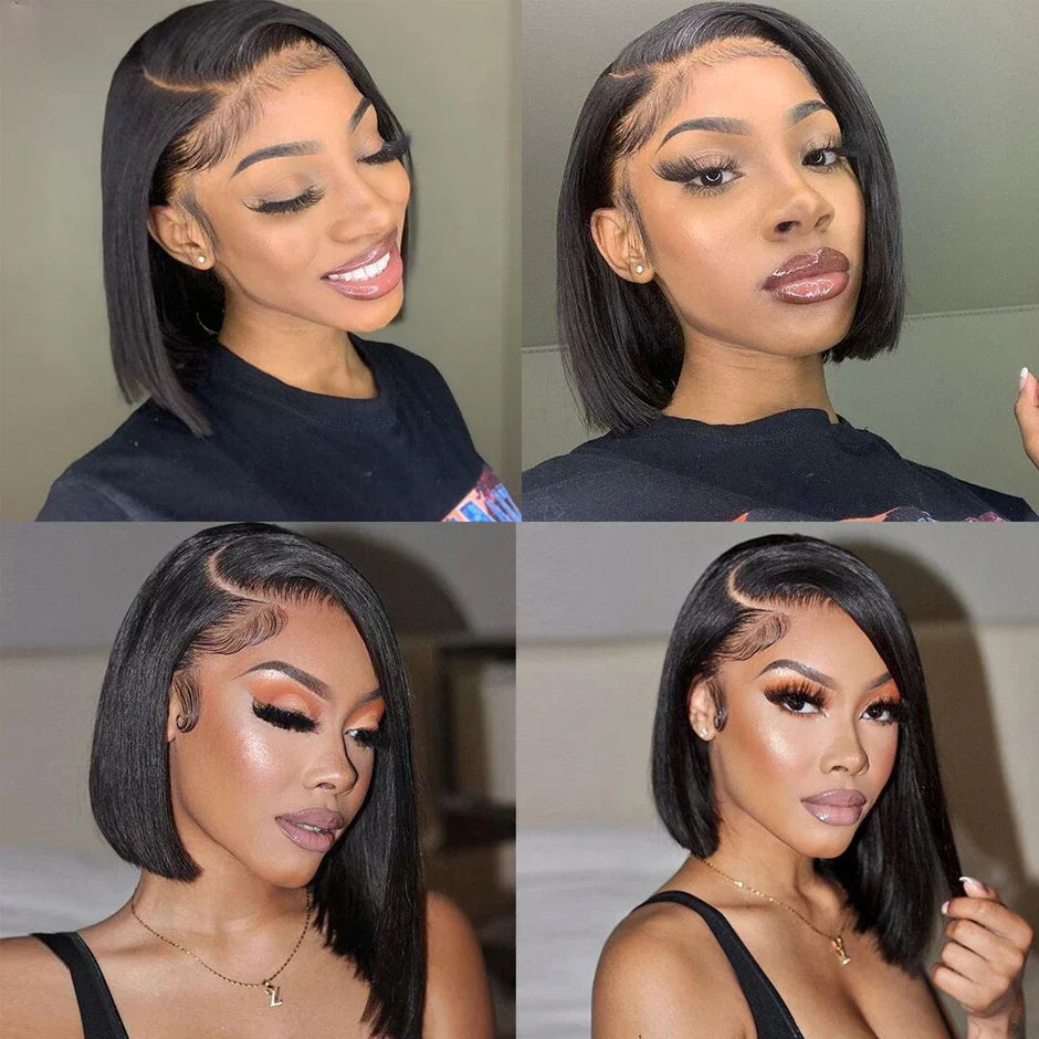 Brazilian Short Bob Wigs Bone Straight Wig 13x4