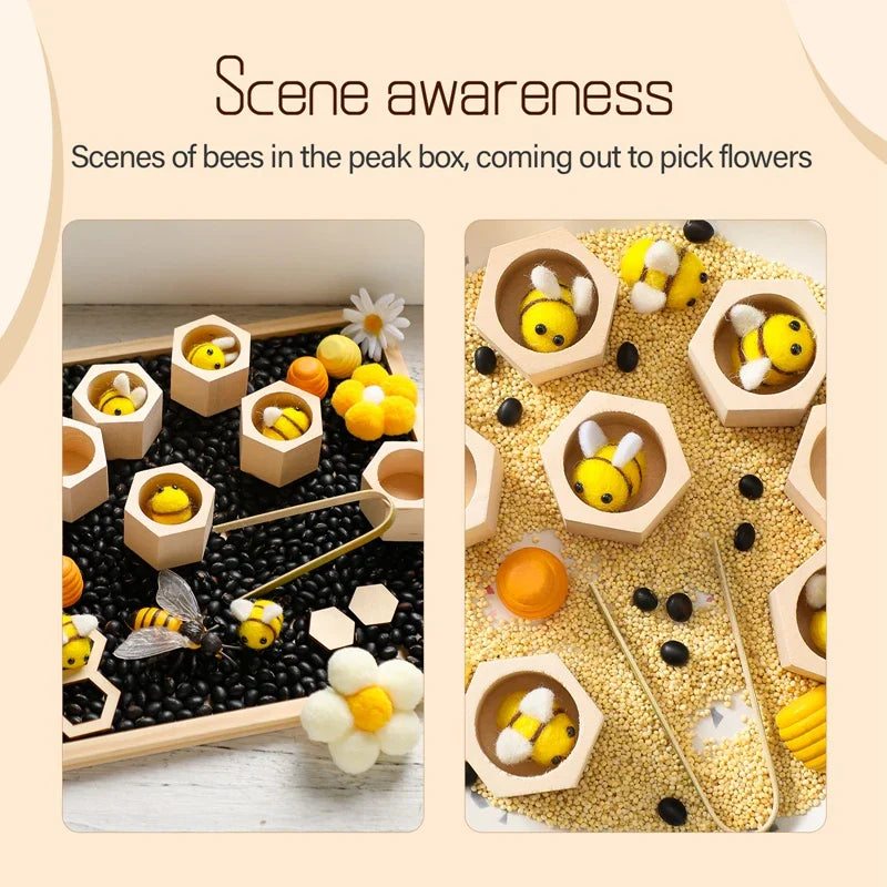 Montessori Honeycomb Wooden Toys Bee Educational Toys Assemble