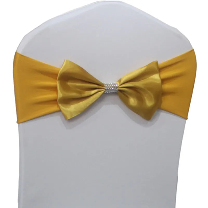 10pcs/50pcs Free Tie Wedding Satin Chair Sash Elastic