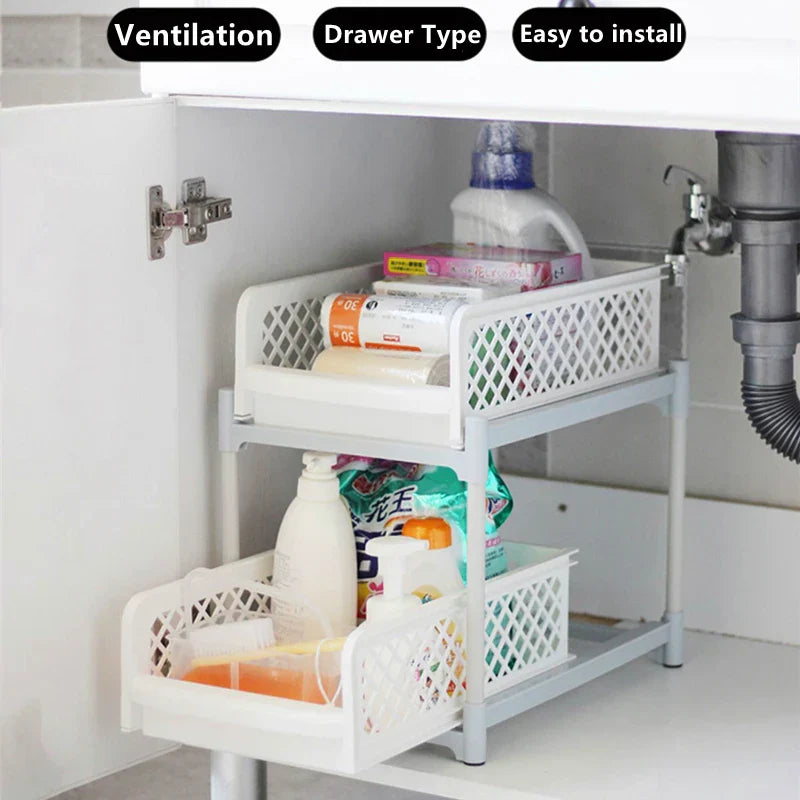 2-Tier Under Sink Organizer Kitchen Drawer Bathroom Storage