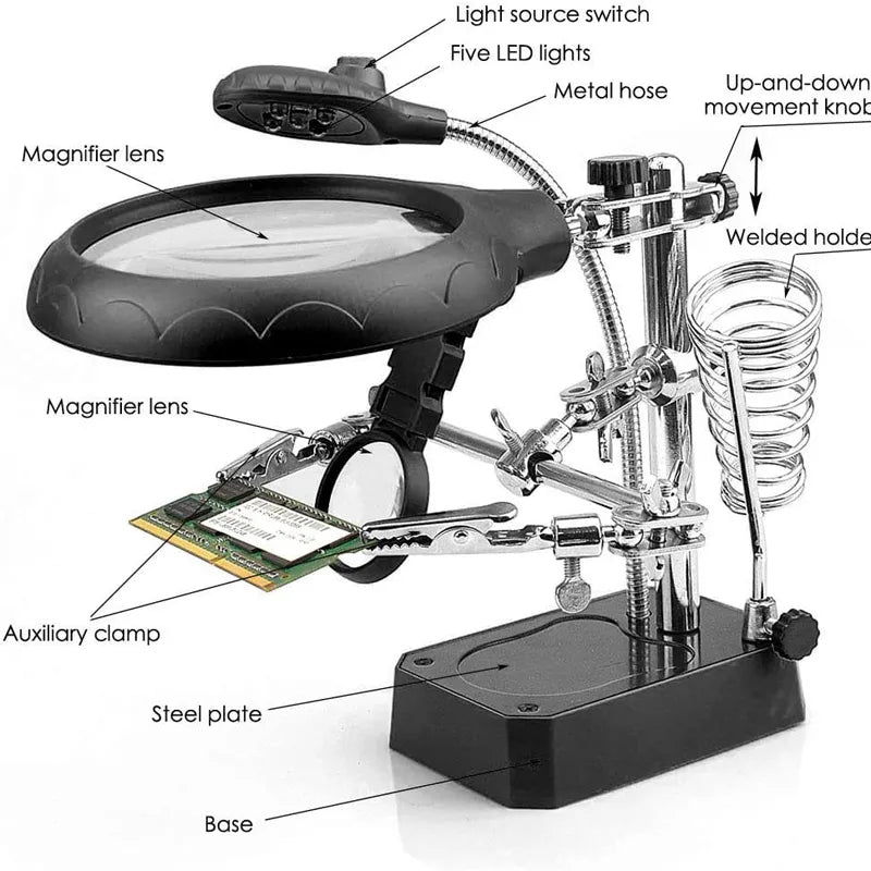 Welding Magnifying Glass LED Light Auxiliary Clip loupe