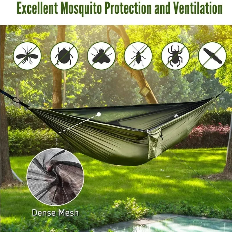 Double Travel Camping Hammock with Mosquito Net,Backpacking Portable