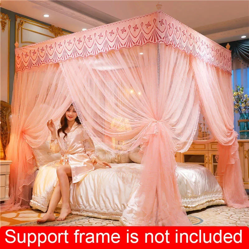 Embroidery Lace Pleated Mosquito Net for Bed Square