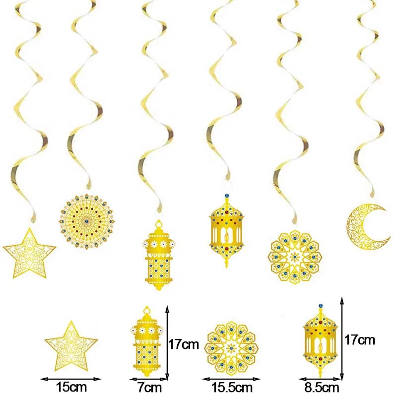 Gold Eid Mubarak Disposable Tableware Star Moon Gilded