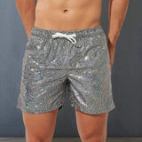 Shiny Drawstring Track Pants Print Beach Pants Sequin