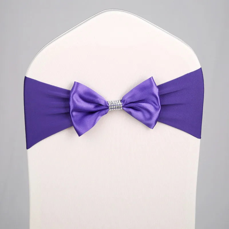 10pcs/50pcs Free Tie Wedding Satin Chair Sash Elastic