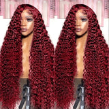 Curly Burgundy 13x6 HD Lace Frontal Wig Human