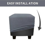 Square Footstool Cover Stretch Polar Fleece Ottoman Cover