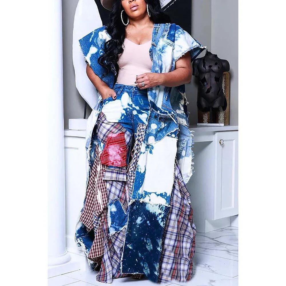 Plus Size Blue Daily Denim Tie Dye With