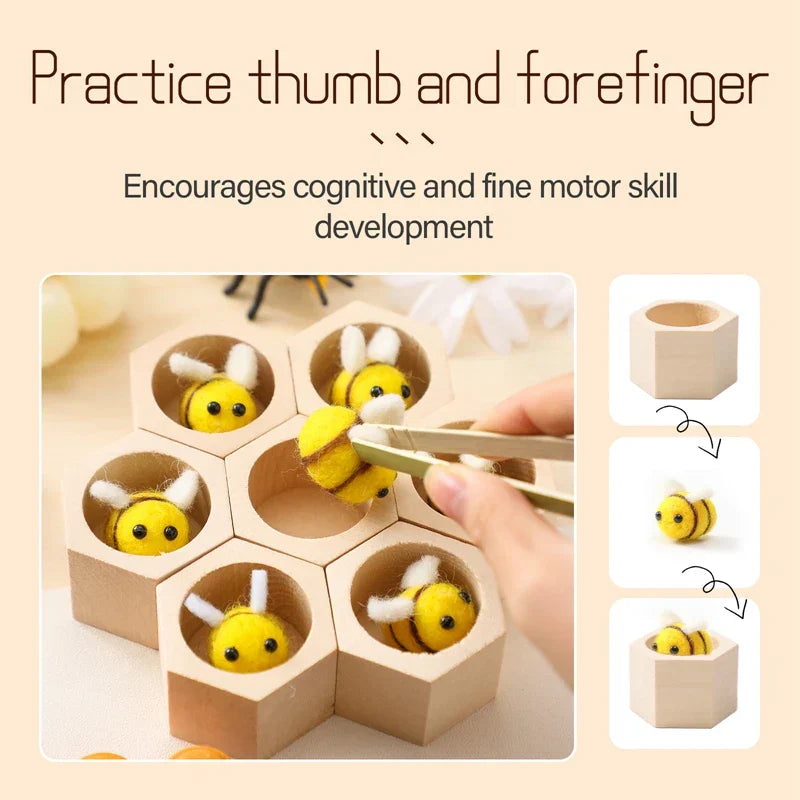 Montessori Honeycomb Wooden Toys Bee Educational Toys Assemble