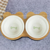 New High-end Pet Bowl Bamboo Shelf Ceramic Feeding