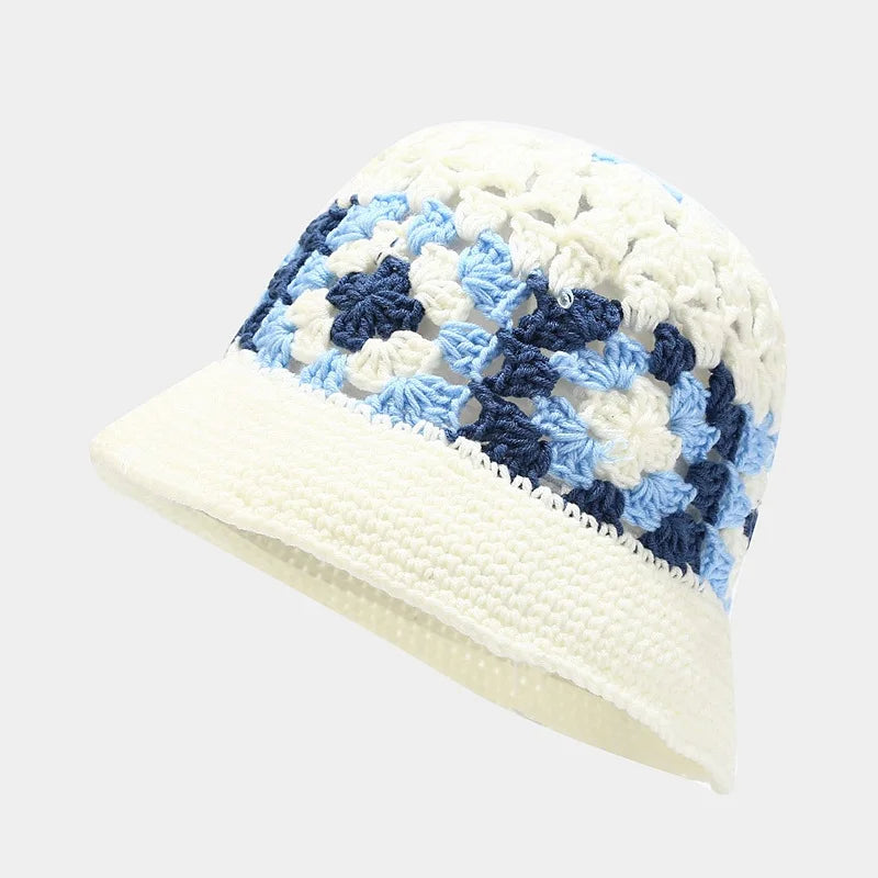 Korean Hand knit Crochet Bucket Hats Spring Summer