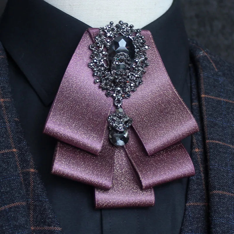 Men's Bow Tie Rhinestone Ribbon British Business Banquet