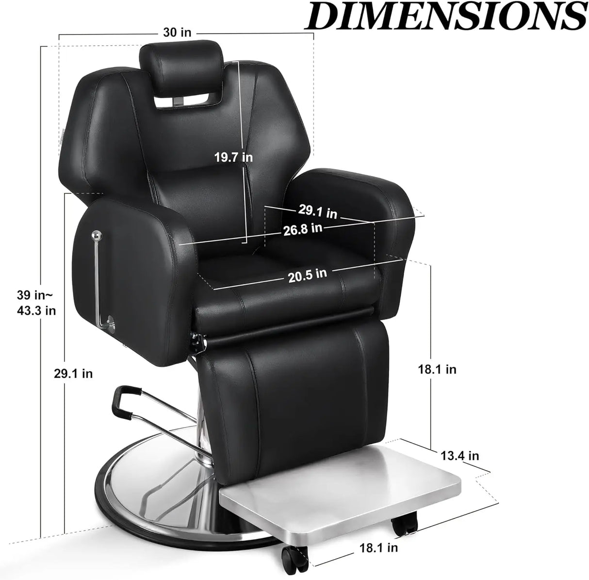 Baasha Barber Chair, Reclining Salon Chair for Hair